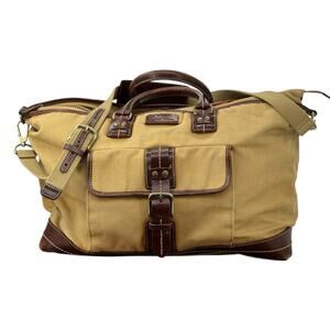 COLE HAAN Brown Men's Canvas Leather Duffle Bag Travel Bag Weekender Rugged